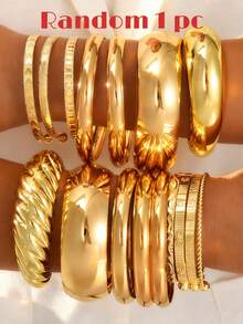 16pcs Old Money Style Star & Heart Gold Wide Cuff Bracelet Set, Women's Party Gift, Versatile For Daily Wear - Yellow Gold - View 5