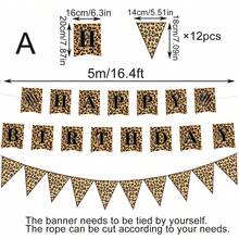 Suministros de fiesta con estampado de leopardo, pancarta de feliz cumpleaños con estampado de leopardo, mantel con estampado de leopardo, adecuado para fiesta salvaje, decoración de fiesta de cumpleaños, despedida de soltera, fiesta de inauguración de la casa, decoraciones para interiores y exteriores - Multicolor - Ver 10