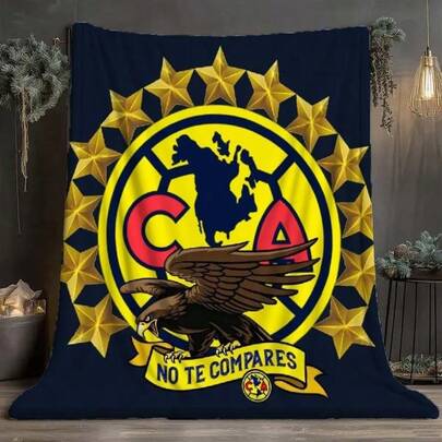 Mexico America Club America fan mantas emblema de equipo mantas térmicas cobertores de fútbol alrededor de la manta de apoyo cabecera de cama dormitorio suave franela mantas para todas las estaciones cómodo estilo de cabaña ligero y caliente