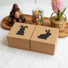 12/24个装复活节主题牛皮纸糖果零食纸盒，带窗口，可爱兔子设计，复活节派对小礼物零食饼干纸盒 - 彩色 - 查看 6