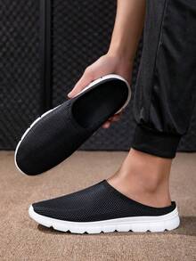 2026 New Men's Spring/Summer Breathable Mesh Casual Slip-On Loafers, Soft & Flexible Non-Slip Sole, Simple Design - Black - View 3