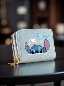 1个可爱卡通针织钱包，拉链设计，卡槽，心形图案，小巧时尚又有趣，拉链封口，日常使用钱包，女士零钱包，迷你钱包，小钱包，卡包 - 彩色 - 查看 10