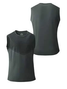 Costum sport pentru bărbați, vestă și pantaloni scurți cu strat dublu - Gri inchis - Vizualizare 5