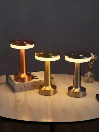 1pc Retro Metal Portable Lamp With Touch Dimming + USB Charging, 3 Brightness Levels, Long Battery Life Modern Portable Ambient Light, High-Aesthetic Ins-Style Bedside Lamp, Built-In Battery, Suitable For Bedroom, Bar, Restaurant, Study, Living Room, Cafe, Creative Birthday/Eid Gift