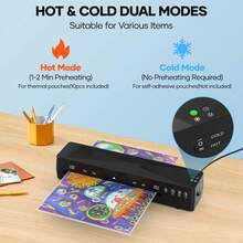 Crenova Laminator Machine, A4 Laminating Machine Hot & Cold With Fast Warm Technology, Thermal Laminator 9 Inch For Home Office School Business Black - 查看 5