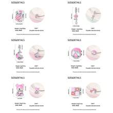1颗镀银情人节粉色玫瑰夜光珠子首饰，适用于3毫米原创手链项链DIY吊坠制作，女士日常礼物，生日派对节日赠品 - 粉色 - 查看 2