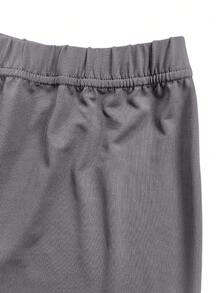 Pantalones acampanados de unicolor casuales para tallas grandes, primavera - Gris Oscuro - Ver 6