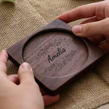 Customized Personalized Wooden Coasters With Customizable Text And Pattern Options, Hand Washable Heat-Resistant Coasters Suitable For Coffee, Tea, Valentine's Day, And Wedding Venues - Multicolor - View 5