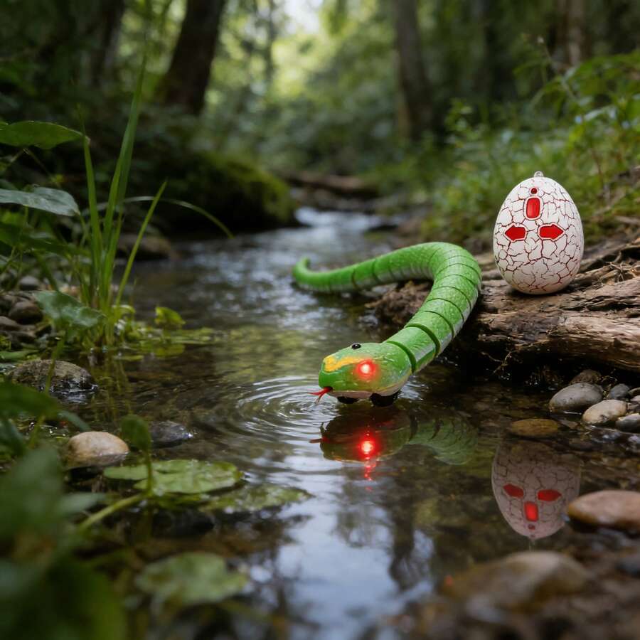 Remote-Controlled Mobile Toy Snake - Realistic And Cool Design, Rechargeable, With Intelligent Sensing, Infrared Controller And Automatic Obstacle Avoidance, A Prank Gift And The Best Birthday And Companion Gift. - Green - View 1