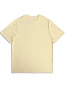 1pc Summer Outfits 100 Percent Cotton Graphic T Shirts Men Clothes Summer Tops Men Shirt Playeras De Hombre Machine Washable Casual Streetwear For Gym, Beach & Casual Attire - Comfort Fit Short Sleeve Round Neck Top, Ideal For Gifting And Pairs Perfectly With Jeans, Casual Pants And Shorts. - 奶油黃 - 查看 7