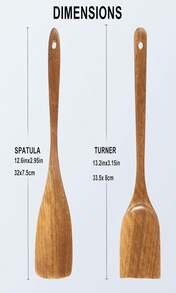 Wooden Spatulas, 2 PCs Natural Acacia Wooden Cooking Utensils Set For Non-Stick Pan Kitchen Tool, Flipping And Wok Spatula, Wooden Spoons &Amp; Spurtle For Cooking - ColorA - 查看 7
