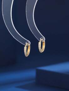 6pcs/Set New Creative Minimalist Fashion Copper Inlaid Zirconia Earring Set, Fashionable Lightweight Luxury Elegant Versatile Small Hoop Earrings, Classic Jewelry Accessories - Earring Set - View 3