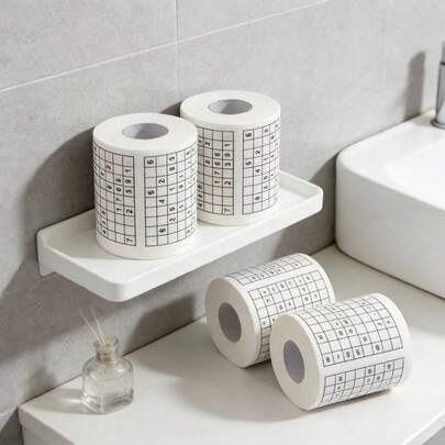 1卷彩色印花卫生纸，中折式卷筒卫生纸，数独图案卫生纸，数字迷宫图案卫生纸，日常清洁卫生纸