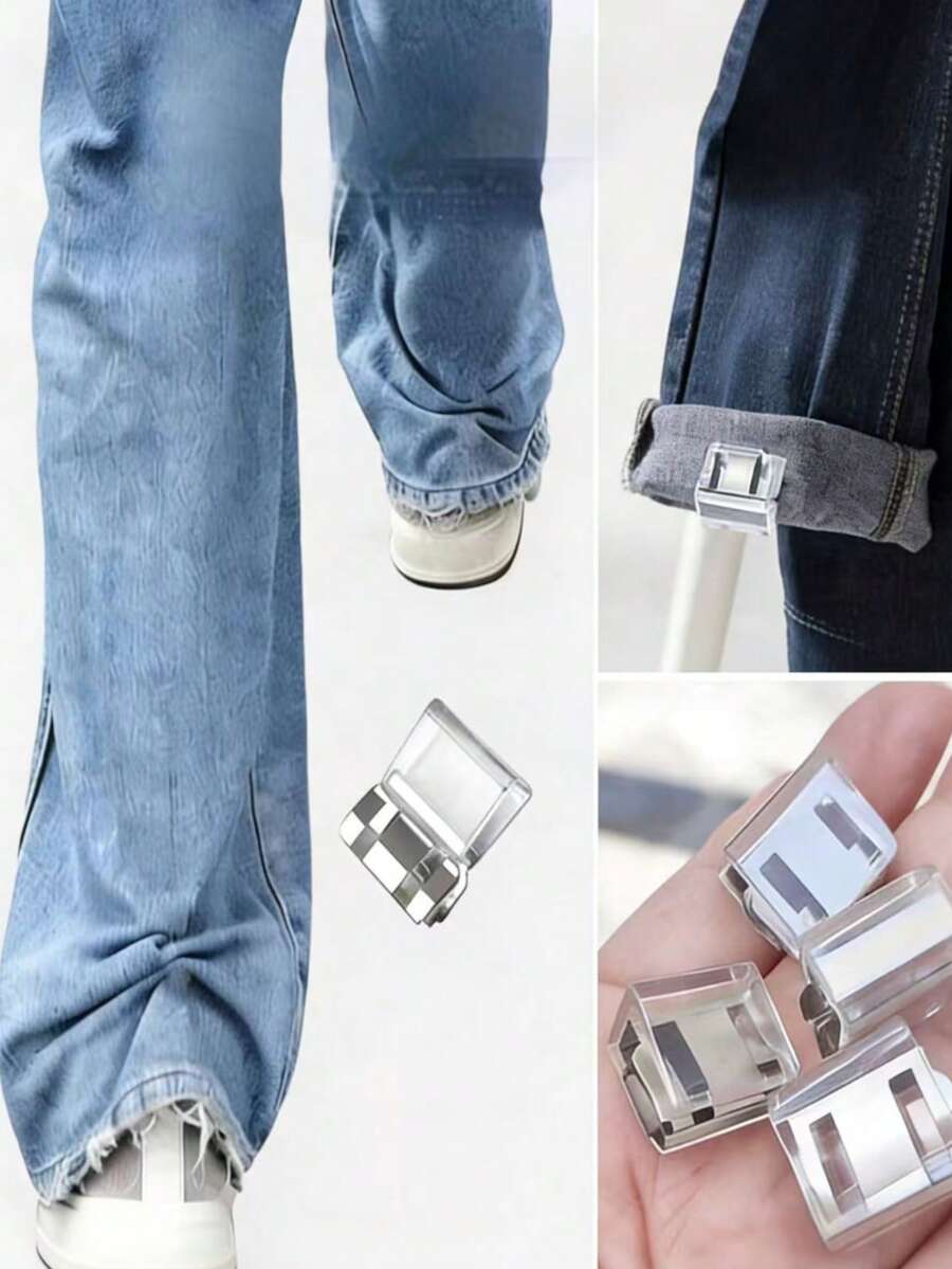 10pcs Invisible Pant Leg Clips, Can Shorten Pant Length, No Sewing Required, Rolled Edge Clips Prevent Pants From Dragging On The Ground - Multicolor - View 1