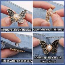 Adjustable & Detachable Waist Belt Buckle - Seamless Spring Clip Closure Suitable For Pants & Skirts, Butterfly Pattern Design - Multicolor - View 12
