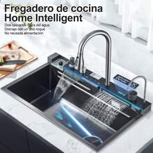 Tarjas Para Cocina Acero Inoxidable, 75 * 46 * 21cm Fregadero de Cocina con Extraíble Grifo y Accesorios, Fregaderos De Barra con Dispensador para Baño, Bar - 75*46 - Ver 2