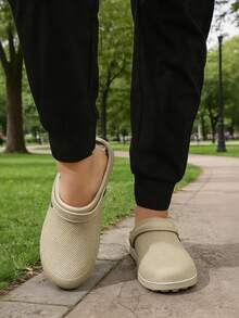 Men's Waterproof Anti-Splash Thick Sole Slip-On Casual Mule Sandals With Simple Textured Pattern - View 2