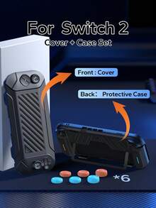 2 件套保护壳及保护套，防摔超薄 PC+TPU 握把外壳，带可折叠 Joy-Con 支架，180° 旋转，无缝对接，精准开孔，防滑人体工学摇杆帽，便携式游戏收纳包，含摇杆帽，绝佳节日礼物，Switch 2 配件，Switch 配件 - 彩色 - 查看 16