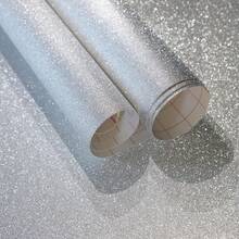 1 Roll Silver Glitter Wallpaper, Removable & Reusable Vinyl Contact Paper For Countertops, Furniture, DIY, Furniture Refurbishing - Silver - View 10
