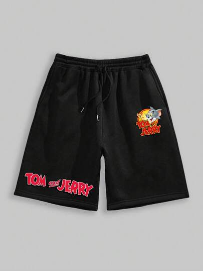 Quần short nam in hình Tom và Jerry, kiểu dáng thường ngày, đa năng, thích hợp cho mùa hè.