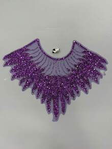 1件刺绣蕾丝网纱前片亮片串珠装饰贴花，多种颜色可选，DIY服装配饰 - 彩色 - 查看 15