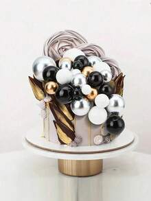Colorful Spherical Cake Decorations, Foam Ball Cake Decorations, Spherical Cake Inserts Decorative Balls, Baking Decorations For Weddings, Anniversaries, Birthdays, Christmas, Halloween, Thanksgiving (Black, Silver, White, Gold) - DIY Cake Decorating Supplies - Multicolor - View 4