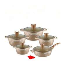 IBRAA Non Stick Aluminium Cooking Pots Set Induction With Lids Handles Deep Fry Pan Oven - Champagne - View 2