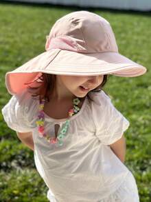 Baby/Toddler Wide Brim Sun Hat With Neck Flap, Essential For Beach & Vacation - 1PC - View 4