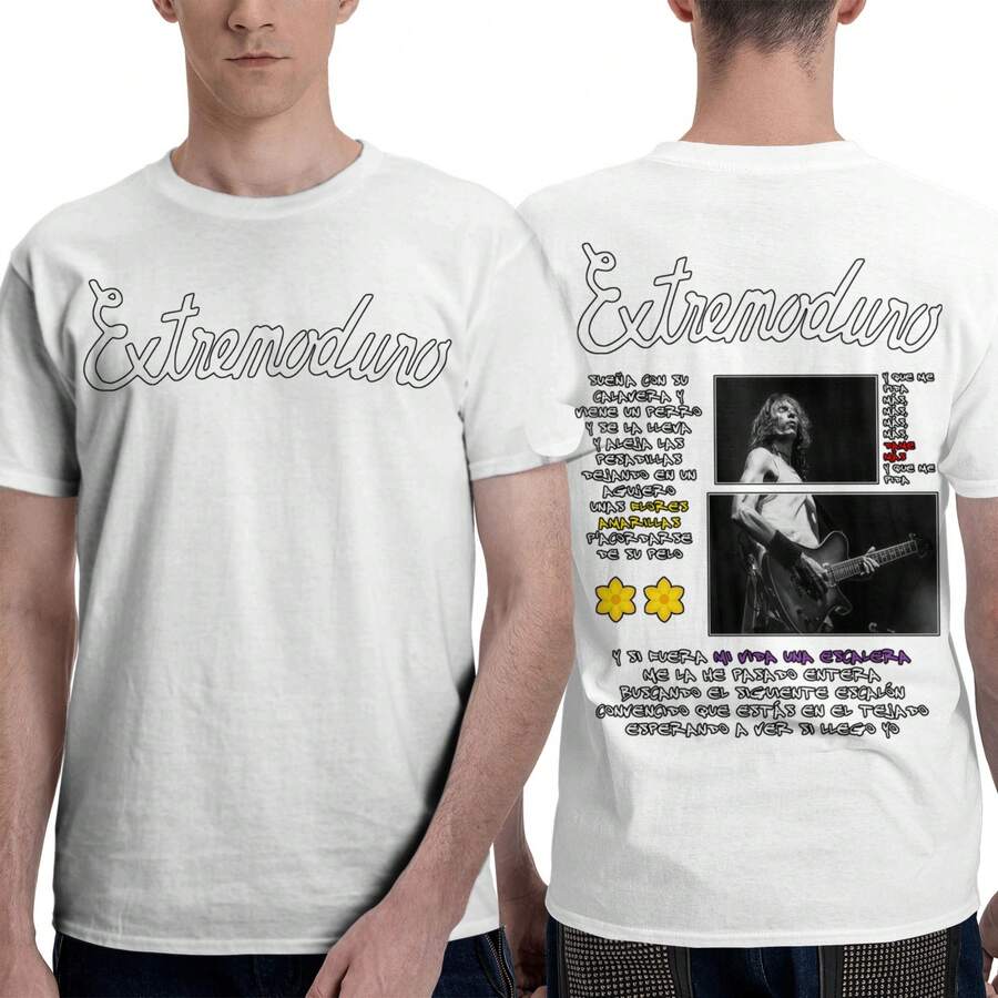 Rockband Extremoduro Tour 2025 Merch T-Shirts Men Women Fashion Retro Short Sleeve T-Shirt Hip Hop Punk Style Oversized T-Shirt - 白色 - 查看 1