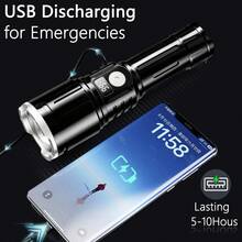 1pc Super Bright Long Range LED Flashlight, USB Rechargeable Waterproof Tactical Flashlight, Outdoor Emergency Torch - Star - View 5