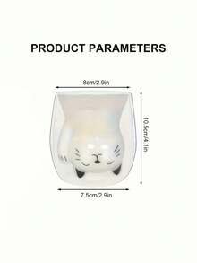 Adorabile tazza da caffè in vetro a forma di gatto, tazza per latte a doppia parete per colazione, caffè, succo, ideale come regalo di compleanno e per le feste, lavare a mano, stampa animale, bicchiere ovale riutilizzabile in vetro per uso familiare - Multicolore - Visualizzare 4