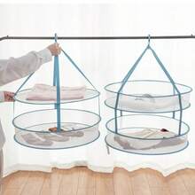 Cesta de secado de malla plegable para ropa, cesta de lavandería de capas aleatorias plegable - Multicolor - Ver 5