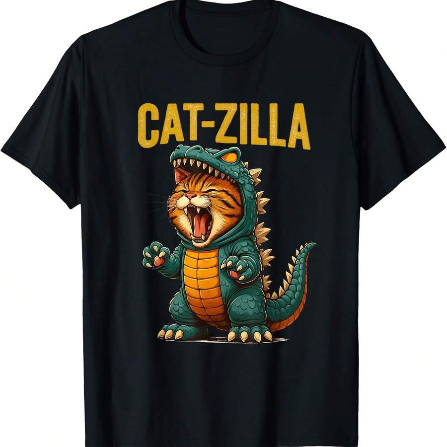 Catzilla Funny Cat, Funny Cat, Cat Lover T-Shirt - Negro 7 - Ver 1
