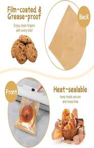 SUREHOME Cookie Bags Small Brown Paper Bags With Window 100 Pcs Thank You Stickers 5.7 X 6.5 Inch Individual Heat Sealable Kraft Bakery Bags For Gift Giving, Treats, Snacks, Baked Goods Packaging - ColorE - 查看 3