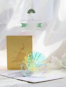1pc Elegant Peacock 3D Pop-Up Greeting Card - Exquisite Paper Art Design - Ideal For Birthday, Valentine's Day, Christmas And Thanksgiving - Comes With Matching Envelope - Shining Peacock - View 7