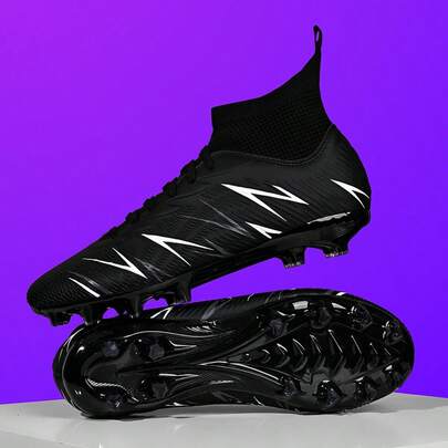 新款推荐足球鞋，男女青少年皆宜，长钉防滑高帮耐用足球鞋，适合四季草地训练和比赛