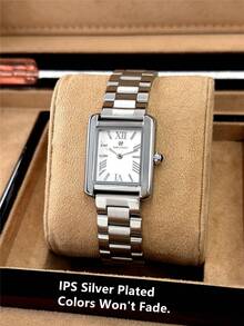 Pablo Raez 1pc Pablo Classic Women's Watch Rectangular Vintage Arabic Style Luxury Ladies Dress Watch Stainless Steel Solid Heavy Bracelet Top Brand New Original Charming Fashion Quartz Retro Watch Business Fantasy Women's Wristwatch White Dial Real Bar Roman Numeral Display Teacher Gift Clock Suitable For Girls And Teenage Students Graduation Wedding Gift - one-size - View 8