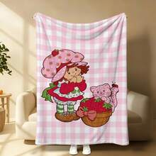 S-Strawberry Pink Shortcake Throw Blanket – Fluffy Plaid Picnic & Camping Blanket, Soft & Cozy Portable Sofa Decor, Downy King Lid Blanket For All-Season Comfort - 照片-4 - 查看 3
