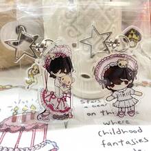 Oryginalny akrylowy brelok do kluczy, kokarda przyjaźni z aniołkiem w kształcie serca, Y2K, retro, szkolna dziewczyna, uroczy, swobodny, uliczny brelok akrylowy, zawieszka do telefonu, pamiątka szkolna, dodatek do torby, odpowiedni na każdą porę roku, imprezy firmowe, prezent dla dziewczyny - Wielokolorowe - Zobacz 9