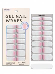 16片春夏多巴胺梦幻星空渐变凝胶美甲贴纸，渐变闪粉星月设计，持久耐用，低致敏性，无需UV灯，适合女性和女孩日常、周末、派对、约会等场合，DIY时尚美甲用品 - 紅白色 - 查看 5