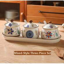 Japanese Ceramic Seasoning Jar And Spice Box - Creative Salt Jar And Spice Box Set - Home Kitchen Storage Canister - Home Kitchen Supplies - Multicolor - View 16