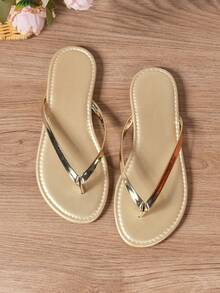 New Spring/Summer Chocolate Color Women's Thong Sandals, Round Toe Beach Flat Flip Flops, Indoor & Outdoor Casual Slippers - Chocolate Brown - View 5