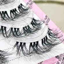 DOUDOUTIAN Curly False Eyelashes, 5 Pairs, Natural Curly, Fine And Soft, Thick And Pure Wild Makeup, Natural And Realistic False Eyelashes, Makeup Tools, Birthday Gift, Valentine's Day Gift, Holiday Party - Black - View 7