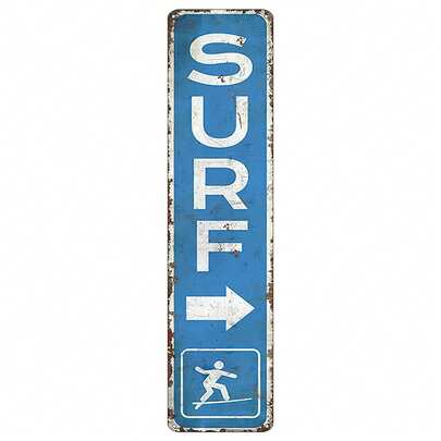 1pc 2D Flat Vintage Metal Sign "SURF" | 2D Flat, 16x4 Inches, Suitable For Bathroom, Dining Room, Kitchen, Bar Decor, Home And Cafe Wall Art, No Electricity Required