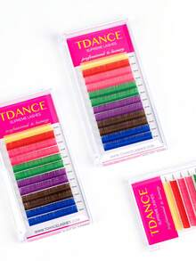 TDANCE 1盒12排彩色单根假睫毛，混合色，浓密纤长，高级经典款，专业柔软自然，多色睫毛，0.07 C/CC/D 12毫米 - 彩色 - 查看 8