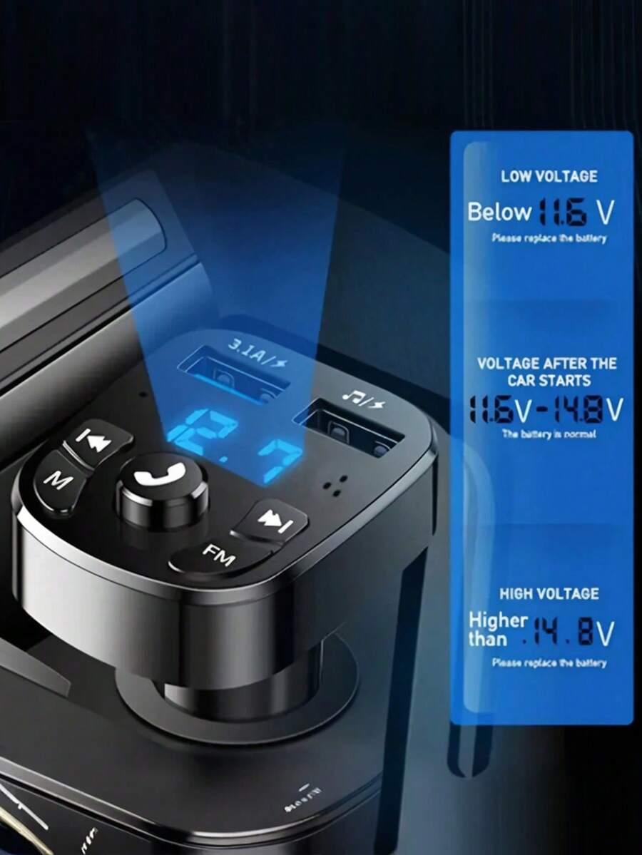 Bluetooth Car MP3 Player, Dual USB Fast Charging Car Charger, Multifunctional Car Music Receiver - One Size - View 1