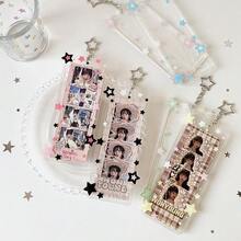 Colorful Star Acrylic Life Quadrant K-Pop Card Holder, Star Design Fangirl Y2Y Style Bag Charm Quad Card Holder Accessory - The Four Palaces Of Life - View 4