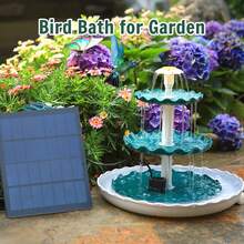 3 Tiered Bird Bath With 3.5W Solar Pump, DIY Solar Fountain Detachable And Suitable For Bird Bath, 3.5W For Solar Bird Bath Fountain, Three-Layer Bird Bath For Solar Fountain, Solar Fountain Pump For Garden Use, Courtyard, Outdoor, Pond, Garden Decoration - Three-layer Wave Style - View 4