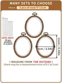 10个/套复古棕色仿木纹绣绷，形状各异，DIY手工十字绣框，捕梦网风铃挂环，采用优质ABS和PVC材料制成，配有金属挂钩，适用于家居装饰 - 棕色 - 查看 26