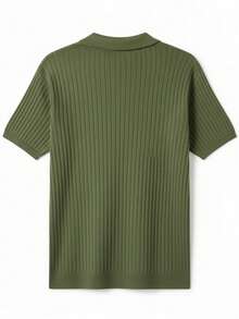 Áo polo nam cổ máy bay, tay ngắn, chất liệu gân, kiểu dáng thời trang mùa hè. - xanh quân đội - Xem 3